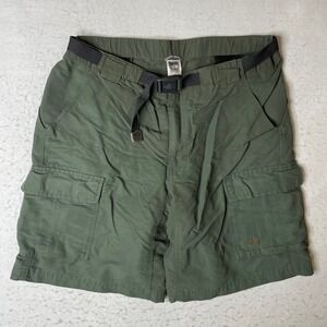 The North Face Mens Green Belted Nylon Cargo Hiking Shorts Size L Large